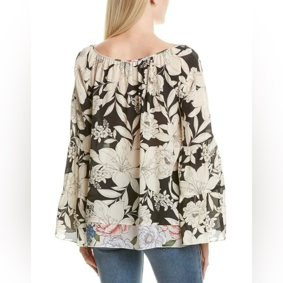 GUC Jade by Johnny Was Eva Floral Tiered Sleeve Top in Black and Cream. Size S - Picture 4 of 11
